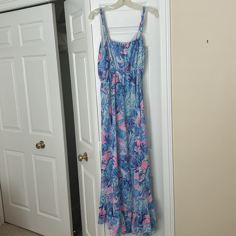 Lilly Pulitzer dress in blues, pink and green. Size L. - Picture 2 of 5